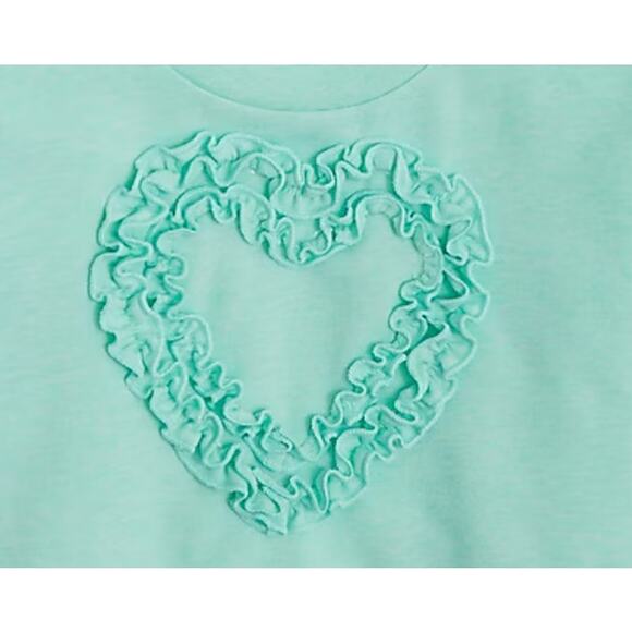J Crew crewcuts Girls Ruffle Heart Sweatshirt S 6 7 Green NWT CD614 J.Crew - Picture 2 of 3